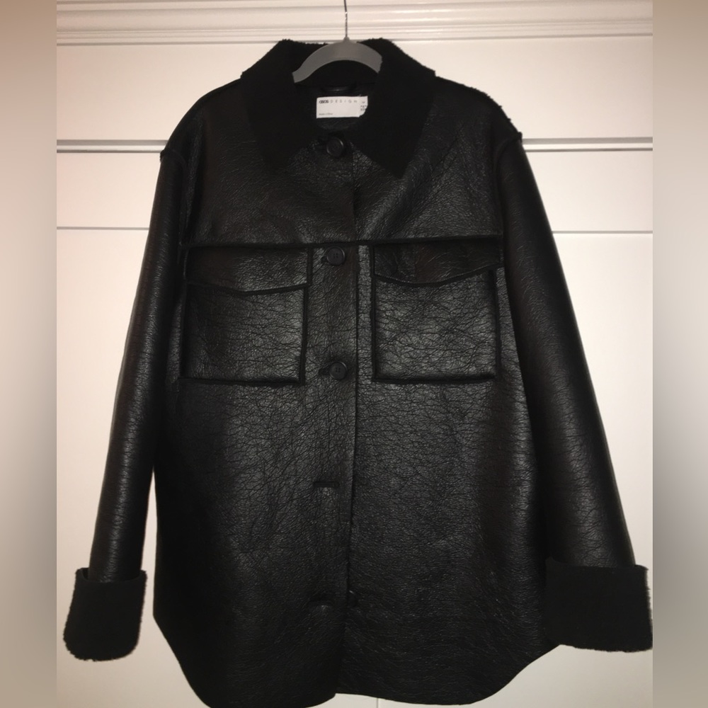 Coat, black modern styling. Oversized